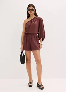 Blusa monospalla in misto lino, bonprix