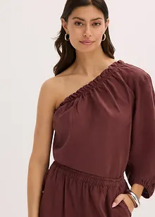 Blusa monospalla in misto lino, bonprix