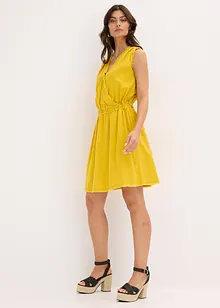 Abito misto cotone con frange, bonprix