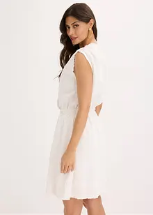 Abito misto cotone con frange, bonprix