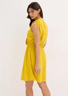Abito misto cotone con frange, bonprix