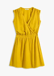 Abito misto cotone con frange, bonprix
