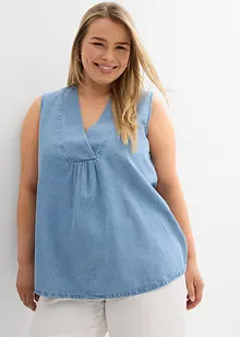 Blusa smanicata in denim, bonprix