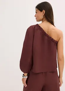 Blusa monospalla in misto lino, bonprix