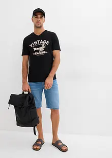 Bermuda di jeans in felpa, slim fit (pacco da 2), bonprix