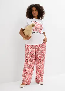 Pantaloni con elastico in vita in crêpe operato, bonprix