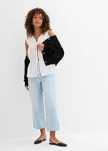 Baggy jeans cropped ultra morbidi, vita media, bonprix