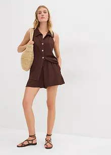 Shorts con elastico in vita in crêpe operato, bonprix