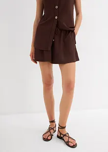 Shorts con elastico in vita in crêpe operato, bonprix