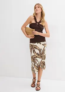 Top con scollo all'americana e fibbia decorativa martellata, bonprix