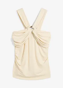 Top con scollo all'americana e fibbia decorativa martellata, bonprix