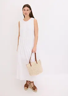 Abito lungo in cotone con arricciature, bonprix