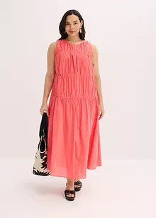 Abito lungo in cotone con arricciature, bonprix