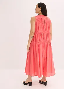Abito lungo in cotone con arricciature, bonprix