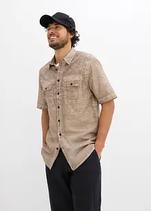 Camicia  effetto lavato a maniche corte, bonprix