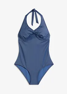 Costume intero effetto denim con scollo all'americana, bonprix
