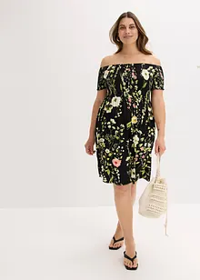 Abito con spalle scoperte in misto viscosa morbido, bonprix