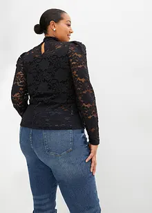 Maglia aderente in pizzo a maniche lunghe, bonprix