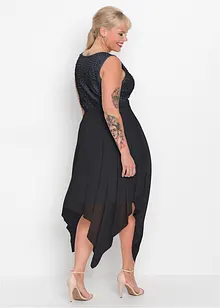 Abito da sera midi in fine chiffon con paillettes, bonprix