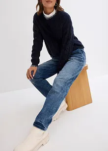 Jeans boyfriend termici, vita media, bonprix