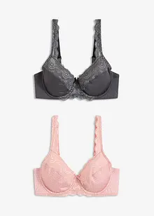 Reggiseno con ferretto e pizzo delicato (pacco da 2), bonprix