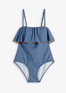 Costume intero a fascia con effetto denim, bonprix