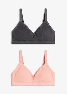 Bralette imbottita senza ferretto con cotone biologico (pacco da 2), bonprix