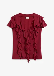 Maglia con volant in misto modal morbido, bonprix