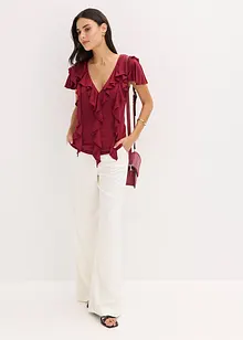 Maglia con volant in misto modal morbido, bonprix