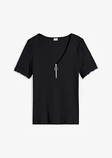 Maglia a costine con cerniera, bonprix