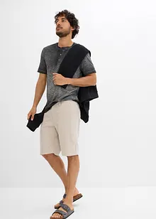 Maglia serafino a maniche corte  in puro cotone biologico effetto lavato, bonprix