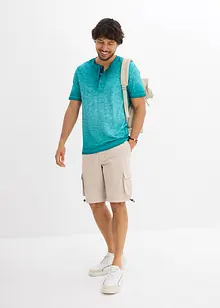 Maglia serafino a maniche corte  in puro cotone biologico effetto lavato, bonprix