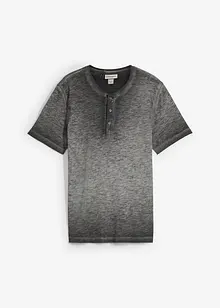 Maglia serafino a maniche corte  in puro cotone biologico effetto lavato, bonprix