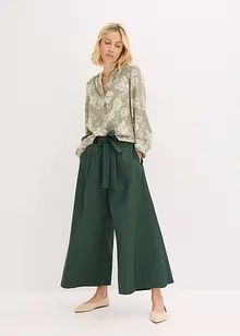Pantaloni in popeline di cotone e cintura (set 2 pezzi), bonprix