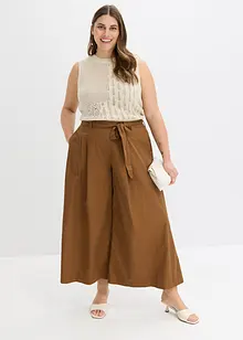 Pantaloni in popeline di cotone e cintura (set 2 pezzi), bonprix