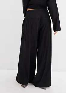 Pantaloni a palazzo in misto viscosa strutturato effetto crinkle, bonprix