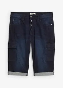 Bermuda cargo in jeans elasticizzato, loose fit, bonprix