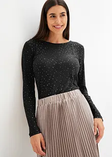 Maglia a maniche lunghe in mesh glitterato, bonprix