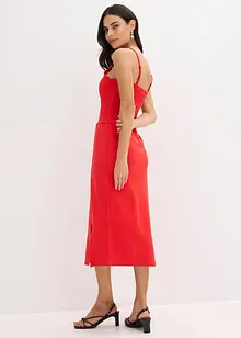 Abito midi in jersey robusto con inserto smock e spacco, bonprix