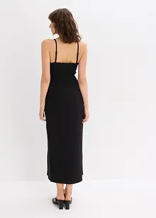 Abito midi in jersey robusto con inserto smock e spacco, bonprix