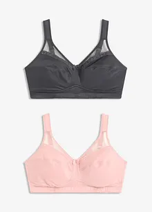 Reggiseno contenitivo senza ferretto con spalline imbottite (pacco da 2), bonprix