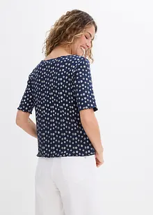 Maglia a coste a mezze maniche con stampa a fiori, bonprix