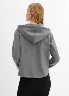 Felpa con zip e cappuccio in tessuto effetto neoprene, bonprix