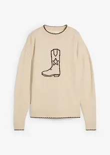Maglione in filato fine con spalle scese, bonprix
