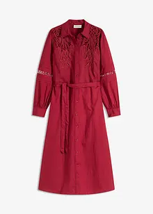 Abito midi di cotone con inserti di pizzo, bonprix