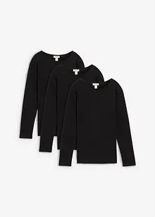 Maglia a maniche lunghe in puro cotone (pacco da 3), bonprix