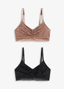 Reggiseno da allattamento con pizzo e cotone biologico (pacco da 2), bonprix