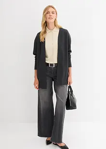 Felpa con zip lunga in misto cotone morbido, bonprix