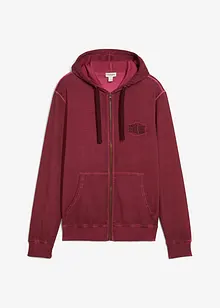 Felpa con zip e cappuccio effetto lavato, bonprix