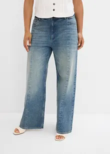 Jeans dal taglio dritto e morbido leggermente elasticizzati, vita alta, bonprix